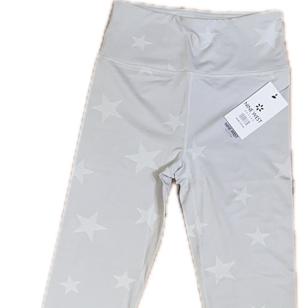 Nine West Active Womens Cropped Leggings white stars